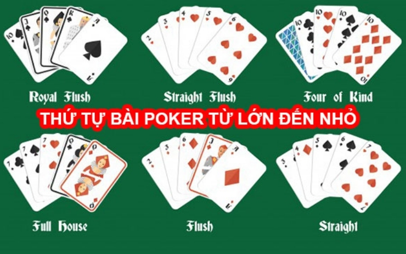 Thứ Tự Các Tay Bài (Hand Ranking) Trong Poker là gì? Phân biệt Sảnh, Thùng, Cù Lũ.